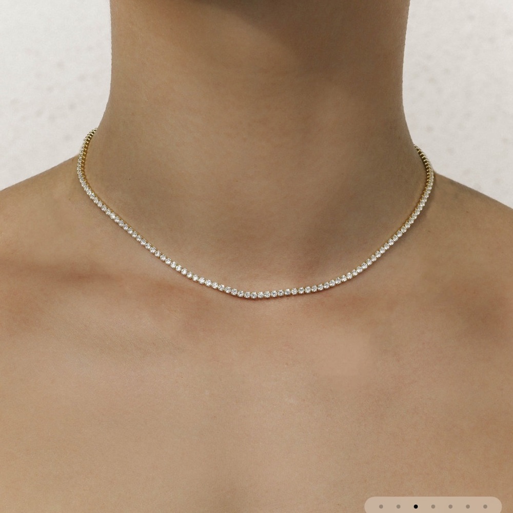 SHASHI Diamond Tennis Necklace in Gold